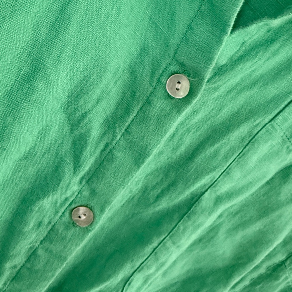 J Jill Love Linen Elegant Green Button-Up Dress Size Large - Picture 4 of 8